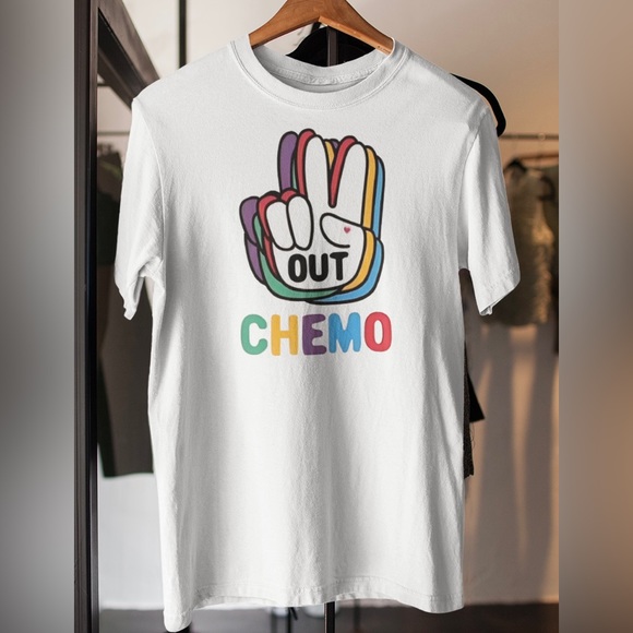 Peace Out Chemo! Motivational Mindset Cancer Last Days Women’s White Tee NWT - Picture 2 of 4